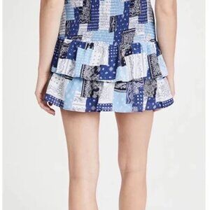 NWOT ENGLISH  FACTORY Paisley Smocked bandana block Mini Skirt size medium